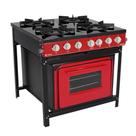 Fogão a Gás Bravo 4 Bocas Vermelho Com Forno BR4BF - Venâncio