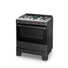 Fogão a Gás Esmaltec Ideal Super 5 Bocas 84L Bivolt Preto com Mesa Inox Acendimento Automático