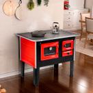 Fogão a Lenha com Forno E 99 x 79 cm Porta de Vidro H-Prime Aço Inox Preto Vermelho - Hidro