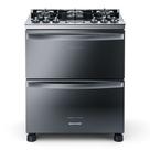 Fogão Brastemp 5 Bocas Duplo Forno Cor Inox Com Mesa De Vidro E Touch Timer Com Autodesligamento - BFD5VCR