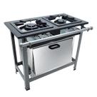 Fogão c/ Forno 2 Bocas B Pressão 2Q Duplos 40x40 S Luxo Aço 304 Metalmaq