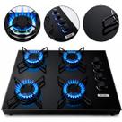 Fogão Cooktop 4 Bocas Portátil de Mesa Stelar Euro Preto a Gás GLP Vidro Temperado Alta Potência e Design Moderno
