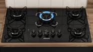 Fogão Cooktop 5 Bocas Itatiaia Vidro Temperado Preto Essencial Bivolt