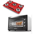 Fogão Cooktop 5 Bocas Vermelho + Forno De Eletrico 60 Litros