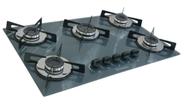 Fogão Cooktop À Gás 5 Bocas ChamaLar MARMORIZADO CINZA Premium Ultra Chama Vidro Bivolt