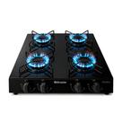 Fogão Cooktop Braslar Asiático 4 Bocas Preto com Acabamento em Vidro
