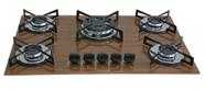 Fogão Cooktop Chamalar Premium 5 Bocas Tripla Chama Amadeirado Escuro Bivolt GLP Fogão Cooktop Chamalar Premium 5 Bocas Tripla Chama Amadeirado Escuro Bivolt GLP