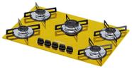 Fogão Cooktop Chamalux 5 Bocas Ultra Chama Amarelo 110v/220v Trempe de Chapa