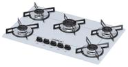 Fogão Cooktop Chamalux 5 Bocas Ultra Chama Branco 110v/220v Trempe de Chapa