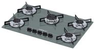Fogão Cooktop Chamalux 5 Bocas Ultra Chama Prata 110v/220v Trempe de Chapa