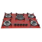 Fogão Cooktop Chapa 5bocas Tripla Chama 127v 220v Marmorizado Vermelho