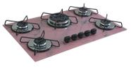 Fogão Cooktop Classic 5 Bocas Tripla Chama Marmorizado Rosa