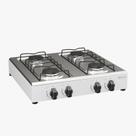 Fogão Cooktop de Mesa 4 Bocas Gás Portátil Braslar Inox Preto e Branco