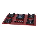 Fogao Cooktop Fischer 5Q TC Infinity Gas Mesa Vidro Vermelho