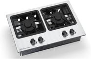 Fogão Cooktop Industrial 2 Bocas, Baixa Pressão, Embutir em Inox, com Controles Frontais