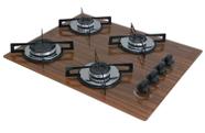 Fogão Cooktop Premium 4 Bocas Ultra Chama Amadeirado Escuro SUPER OFERTA