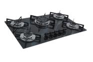 Fogão Cooktop Premium 5 Bocas Tripla Chama Marmorizado Preto