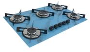 Fogão Cooktop Premium 5 Bocas Ultra Chama Marmorizado Azul