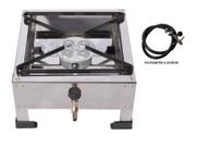Fogão De Mesa Caminhoneiro 1 Boca Alta Pressão 20x20 + Registro + mangueira + pano de limpeza
