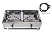 Fogão De Mesa Caminhoneiro 2 Bocas Alta Pressão 20x20 + Mangueira + Registro + luva termica