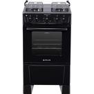 Fogão de Piso Gás 4 Bocas Atlas Mônaco Plus Preto com Mesa de Inox e Tampa Vidro - Bivolt