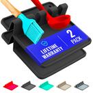 Fogão de silicone preto Spoon Rest Cooler Kitchen (pacote com 2)