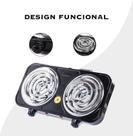 Fogão Elétrico Preto Portátil 2500w Fogareiro 2 Bocas Compacto Linha Premium 220V