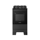 Fogão Esmaltec 4 Bocas Ideal Master Glass Mesa De Vidro Forno 50 Litros Preto T4VFP Bivolt