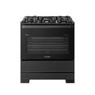 Fogão Esmaltec 5 Bocas Ideal Master Glass Mesa de Vidro Forno 84 Litros Preto T5VFP Bivolt