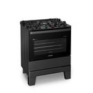 Fogão Esmaltec Ideal Master Glass 5 Bocas 84L Bivolt Preto Mesa de Vidro Tripla Chama
