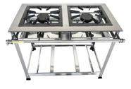 Fogão Industrial 2 Bocas 40x40 Ap P8 em Aço Inox Leona