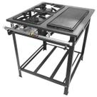 Fogão Industrial 2 Bocas Baixa Pressão 2QS P7 com Chapa Bifeteira Metalfour