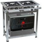 Fogão Industrial 2 Bocas P5 em Aço Inox com Forno Leona Fogão Industrial 2 Bocas P5 em Aço Inox com Forno Leona