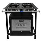 Fogão Industrial 4 Bocas 30x30 Baixa Pressão P7 com Forno Tampa de Vidro JCN