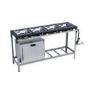 Fogão Industrial 4 bocas 30x30 em Linha com Forno Alta Pressão S2000 Metalmaq