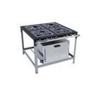 Fogão Industrial 4 bocas 40x40 com Forno 2 Queimadores Duplos Metalmaq