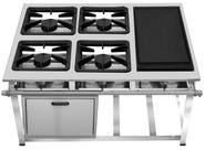 Fogão Industrial 4 Bocas com Chapa Ap P7 com Forno Leona
