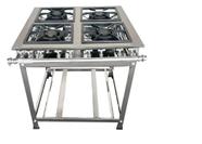 Fogão Industrial 4 Bocas Duplas 40x40 P8 em Aço Inox Leona