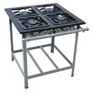 Fogao Industrial 4 Bocas M-14 M/m S2000 30X30 Perfil 6,5Cm Com Porta Panela - Metalmaq