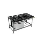Fogão Industrial 6 Bocas 30X30 com Chapa e Forno S2000 Metalmaq