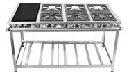 Fogão Industrial 6 Bocas com Chapa P8 em Aço Inox Leona