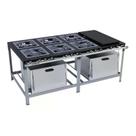 Fogão Industrial 6 Bocas Duplas 40X40 Chapa e 2 Fornos Luxo Metalmaq