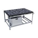Fogão Industrial 6 Bocas Super Dupla 50x50 Forno Central Metalmaq