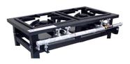 Fogão Industrial Baixa Pressão 2 Bocas Mesa Chama Dupla Perfil 5 Grelhas 30x30 Ferro Fundido Metalfour