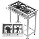 Fogão Industrial Inox 2 Duas Bocas de Baixa Pressão Queimador Simples e Duplo