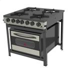 Fogão Industrial Progás PRGE-402 F GOURMET Inox A Gás 4 Bocas 2 Simples E 2 Duplas Com Forno P39205