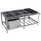 Fogão Industrial Stori Premium 6 Bocas 40x40 Forno Com Chapa M23 Aço Inox 430 Metalmaq Fogão Baixa Pressão