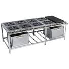 Fogão Industrial Stori Premium 8 Bocas 40x40 2 Fornos com Chapa M31 Aço Inox 430 Metalmaq