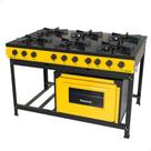 Fogão Industrial Venâncio a Gás Bravo 6 Bocas com Forno Amarelo BR6BFAM Fogão Industrial Venâncio a Gás Bravo 6 Bocas com Forno Amarelo BR6BFAM