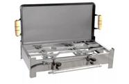 Fogão Inox Fogareiro A Gás Duas Bocas + Chapa Bife E Kit Gás (38A)